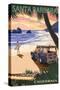 Santa Barbara, California - Woody on Beach-Lantern Press-Stretched Canvas