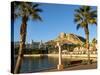 Santa Barbara Castle Seen from the Harbour, Alicante, Valencia Province, Spain, Europe-Guy Thouvenin-Stretched Canvas