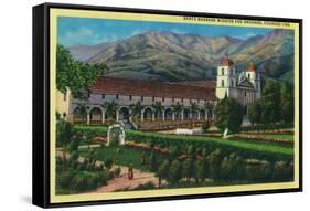 Santa Barbara Mission and Grounds - Santa Barbara, CA-Lantern Press-Framed Stretched Canvas