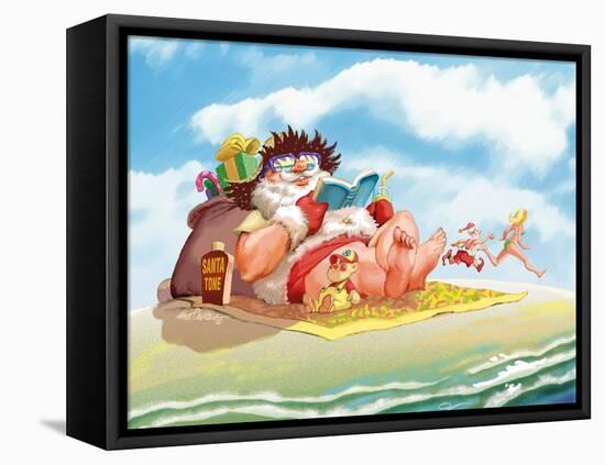 Santa Beach-Nate Owens-Framed Stretched Canvas