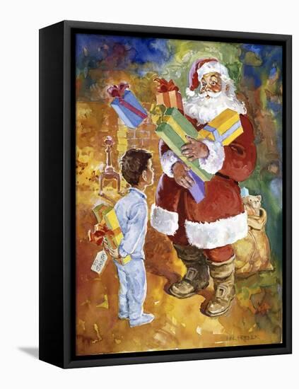 Santa Bearing Gifts-Hal Frenck-Framed Stretched Canvas