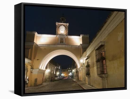 Santa Catalina Arch by Night, Antigua, UNESCO World Heritage Site, Guatemala, Central America-Sergio Pitamitz-Framed Stretched Canvas