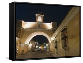 Santa Catalina Arch by Night, Antigua, UNESCO World Heritage Site, Guatemala, Central America-Sergio Pitamitz-Framed Stretched Canvas