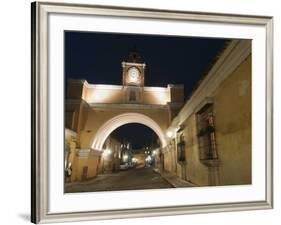 Santa Catalina Arch by Night, Antigua, UNESCO World Heritage Site, Guatemala, Central America-Sergio Pitamitz-Framed Photographic Print