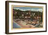 Santa Catalina, California - Avalon View of Crescent Ave. & Beach-Lantern Press-Framed Art Print