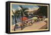 Santa Catalina, California - Beach View in Front of Hotel St. Catherine-Lantern Press-Framed Stretched Canvas