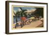 Santa Catalina, California - Beach View in Front of Hotel St. Catherine-Lantern Press-Framed Art Print