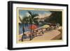 Santa Catalina, California - Beach View in Front of Hotel St. Catherine-Lantern Press-Framed Art Print