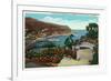 Santa Catalina Island, California - Avalon Bay View from Wrigley's Gardens-Lantern Press-Framed Art Print