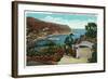 Santa Catalina Island, California - Avalon Bay View from Wrigley's Gardens-Lantern Press-Framed Art Print