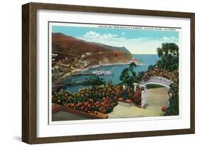 Santa Catalina Island, California - Avalon Bay View from Wrigley's Gardens-Lantern Press-Framed Art Print