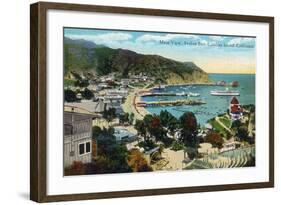 Santa Catalina Island, California - Panoramic View of Avalon and Bay-Lantern Press-Framed Art Print