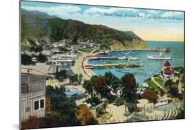 Santa Catalina Island, California - Panoramic View of Avalon and Bay-Lantern Press-Mounted Art Print