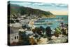 Santa Catalina Island, California - Panoramic View of Avalon and Bay-Lantern Press-Stretched Canvas