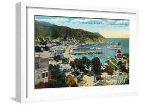 Santa Catalina Island, California - Panoramic View of Avalon and Bay-Lantern Press-Framed Art Print