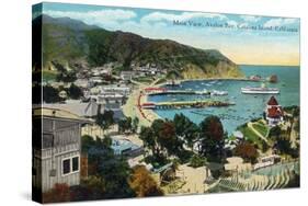 Santa Catalina Island, California - Panoramic View of Avalon and Bay-Lantern Press-Stretched Canvas