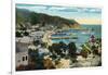 Santa Catalina Island, California - Panoramic View of Avalon and Bay-Lantern Press-Framed Art Print