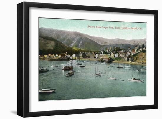 Santa Catalina Island, California - View of Avalon Bay from Sugar Loaf-Lantern Press-Framed Art Print