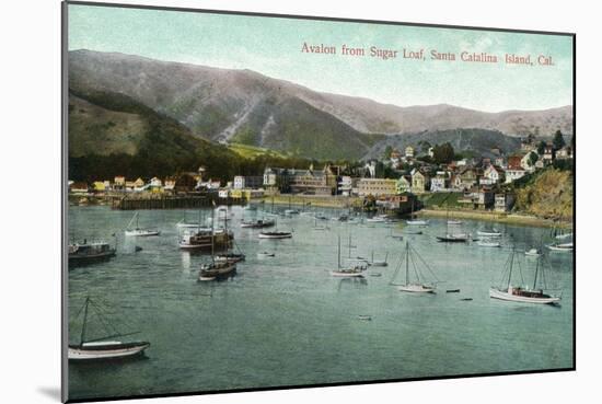 Santa Catalina Island, California - View of Avalon Bay from Sugar Loaf-Lantern Press-Mounted Art Print