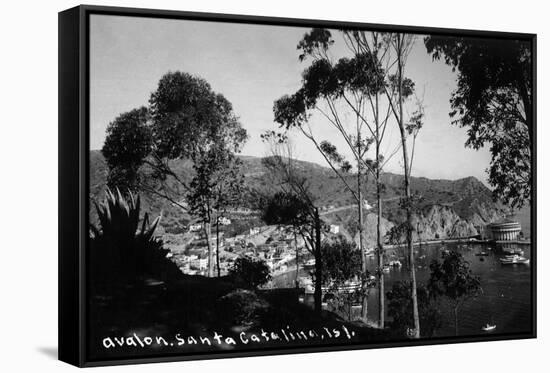 Santa Catalina Island, California - View of Avalon-Lantern Press-Framed Stretched Canvas