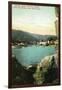 Santa Catalina Island, California - View of City from the Rocks-Lantern Press-Framed Art Print