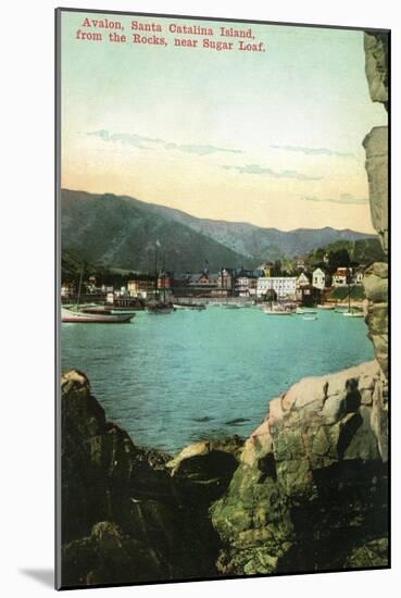 Santa Catalina Island, California - View of City from the Rocks-Lantern Press-Mounted Art Print