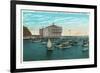 Santa Catalina Island, California - Yachts at Anchor in Avalon Bay-Lantern Press-Framed Art Print