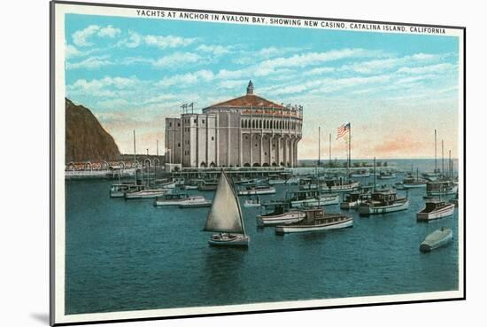 Santa Catalina Island, California - Yachts at Anchor in Avalon Bay-Lantern Press-Mounted Art Print