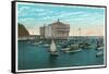 Santa Catalina Island, California - Yachts at Anchor in Avalon Bay-Lantern Press-Framed Stretched Canvas