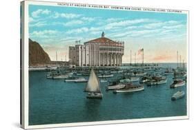 Santa Catalina Island, California - Yachts at Anchor in Avalon Bay-Lantern Press-Stretched Canvas