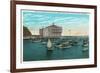 Santa Catalina Island, California - Yachts at Anchor in Avalon Bay-Lantern Press-Framed Premium Giclee Print