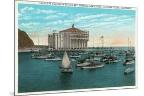 Santa Catalina Island, California - Yachts at Anchor in Avalon Bay-Lantern Press-Mounted Premium Giclee Print