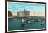 Santa Catalina Island, California - Yachts at Anchor in Avalon Bay-Lantern Press-Framed Art Print