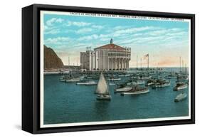 Santa Catalina Island, California - Yachts at Anchor in Avalon Bay-Lantern Press-Framed Stretched Canvas