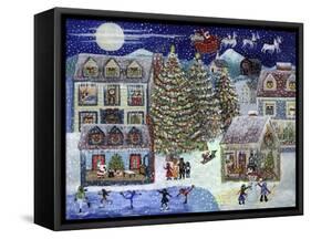 Santa Christmas Village-Cheryl Bartley-Framed Stretched Canvas