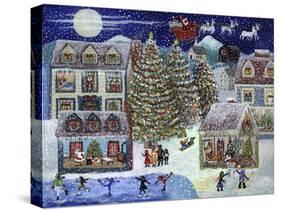 Santa Christmas Village-Cheryl Bartley-Stretched Canvas