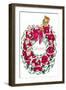 Santa Christmas Wreath-Abner Dean-Framed Art Print