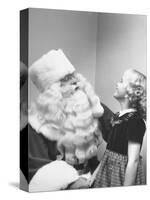 Santa Claus and 5 Year Old Demonstrating Right Way to Hold Child-Martha Holmes-Stretched Canvas