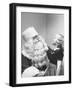 Santa Claus and 5 Year Old Demonstrating Right Way to Hold Child-Martha Holmes-Framed Photographic Print