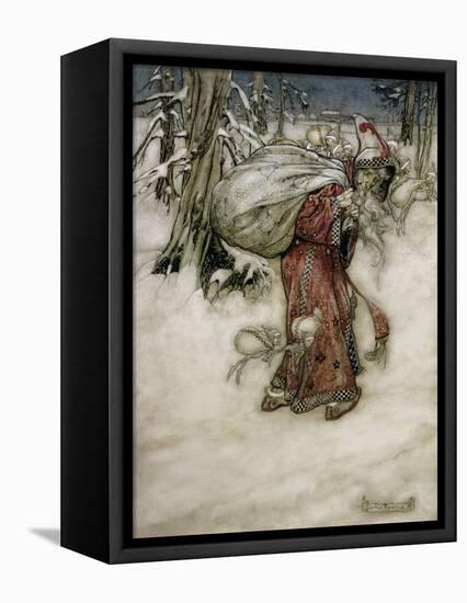 Santa Claus, Illustration from 'Arthur Rackham's Book of Pictures', 1907, Published 1913-Arthur Rackham-Framed Stretched Canvas