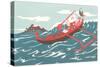 Santa Claus in Outrigger Canoe-null-Stretched Canvas