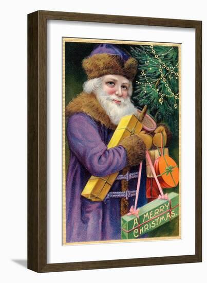 Santa Claus in Purple-null-Framed Art Print