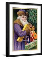 Santa Claus in Purple-null-Framed Art Print