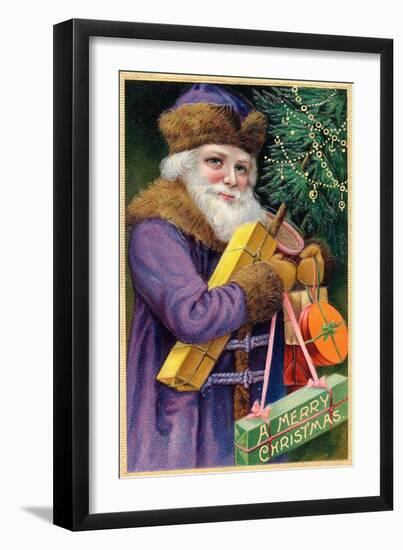 Santa Claus in Purple-null-Framed Art Print