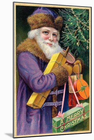 Santa Claus in Purple-null-Mounted Art Print