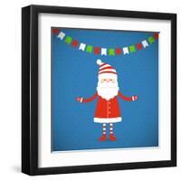 Santa Claus on a Blue Background. Vector Illustration.-Bellenixe-Framed Art Print