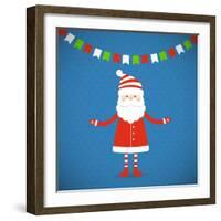 Santa Claus on a Blue Background. Vector Illustration.-Bellenixe-Framed Art Print