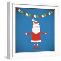 Santa Claus on a Blue Background. Vector Illustration.-Bellenixe-Framed Art Print