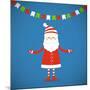 Santa Claus on a Blue Background. Vector Illustration.-Bellenixe-Mounted Art Print