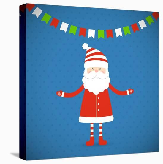 Santa Claus on a Blue Background. Vector Illustration.-Bellenixe-Stretched Canvas